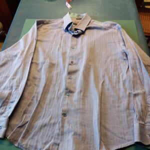Luchiano Visconti Black Cotton Men's large Long Sleeve Dress Shirt